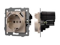 Механизм розетки с USB зарядкой SCT-MUAA-PL-GD-V (250V, 16A)