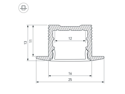 Профиль SL-SLIM-H13M-F25-3000 ANOD