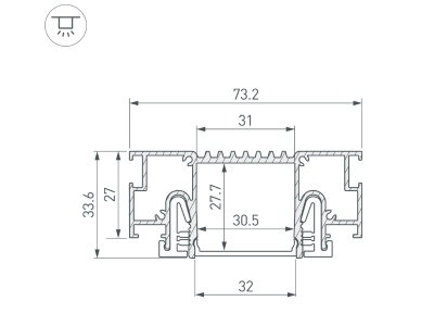 Профиль STRETCH-32-CEIL-CENTER-2000 BLACK