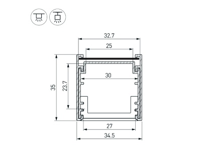 Профиль LINE-3535-BENT-SIDE-2000 ANOD