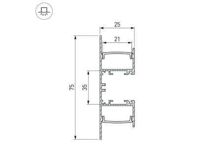 Профиль WALL-2575-DUAL-2000 ANOD BLACK