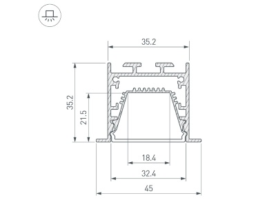 Профиль LINIA45-F-TRAY-2000 ANOD