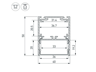 Профиль SL-LINE-4050-3L-2000 ANOD