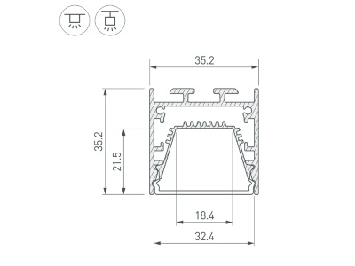 Профиль LINE-3535-TRAY-2000 ANOD