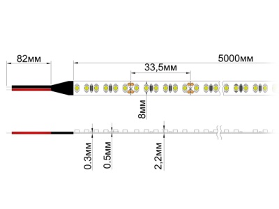 Чертеж Светодиодная лента RT6-3528-180 24V 3x,900 LED