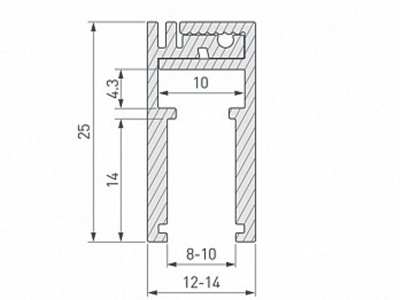 Алюминиевый Профиль KLUS-GLASS-810-2000 ANOD
