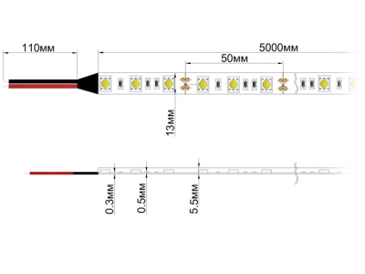 Чертеж Светодиодная лента Лента RTW 2-5000PGS (5060, 300 LED)