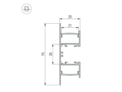 Профиль WALL-2575-DUAL-2000 ANOD